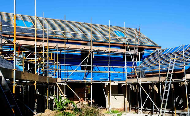 The south facing elevation ready for slates