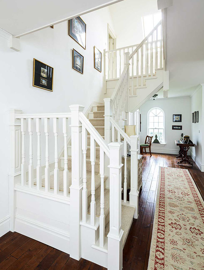 american style white staircase