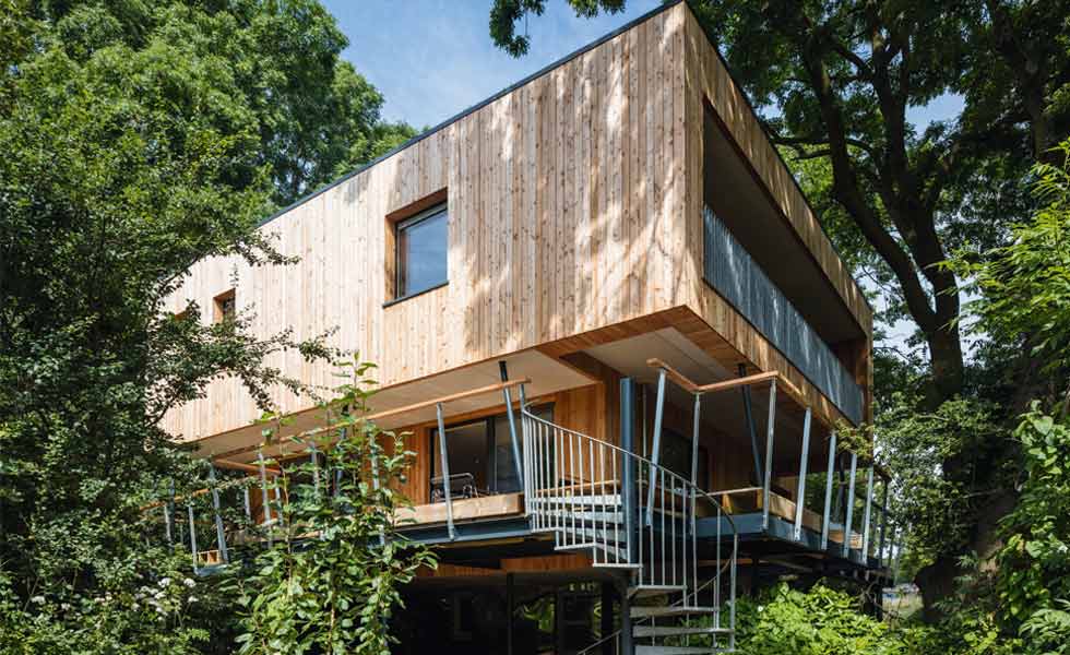 contemporary passivhaus built in the trees