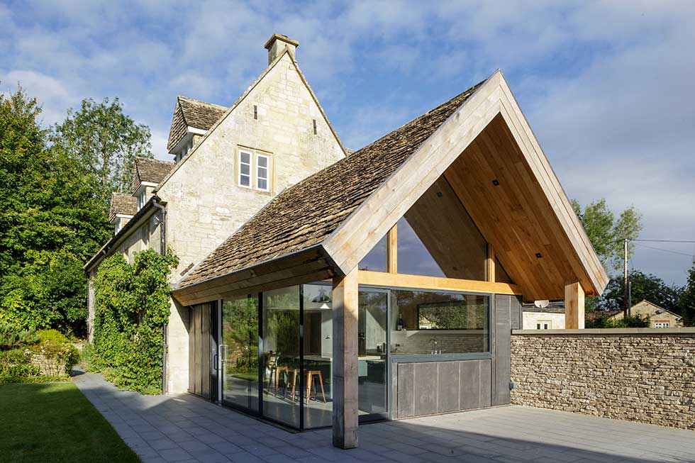 contemporary extension to a grade II listed cottage