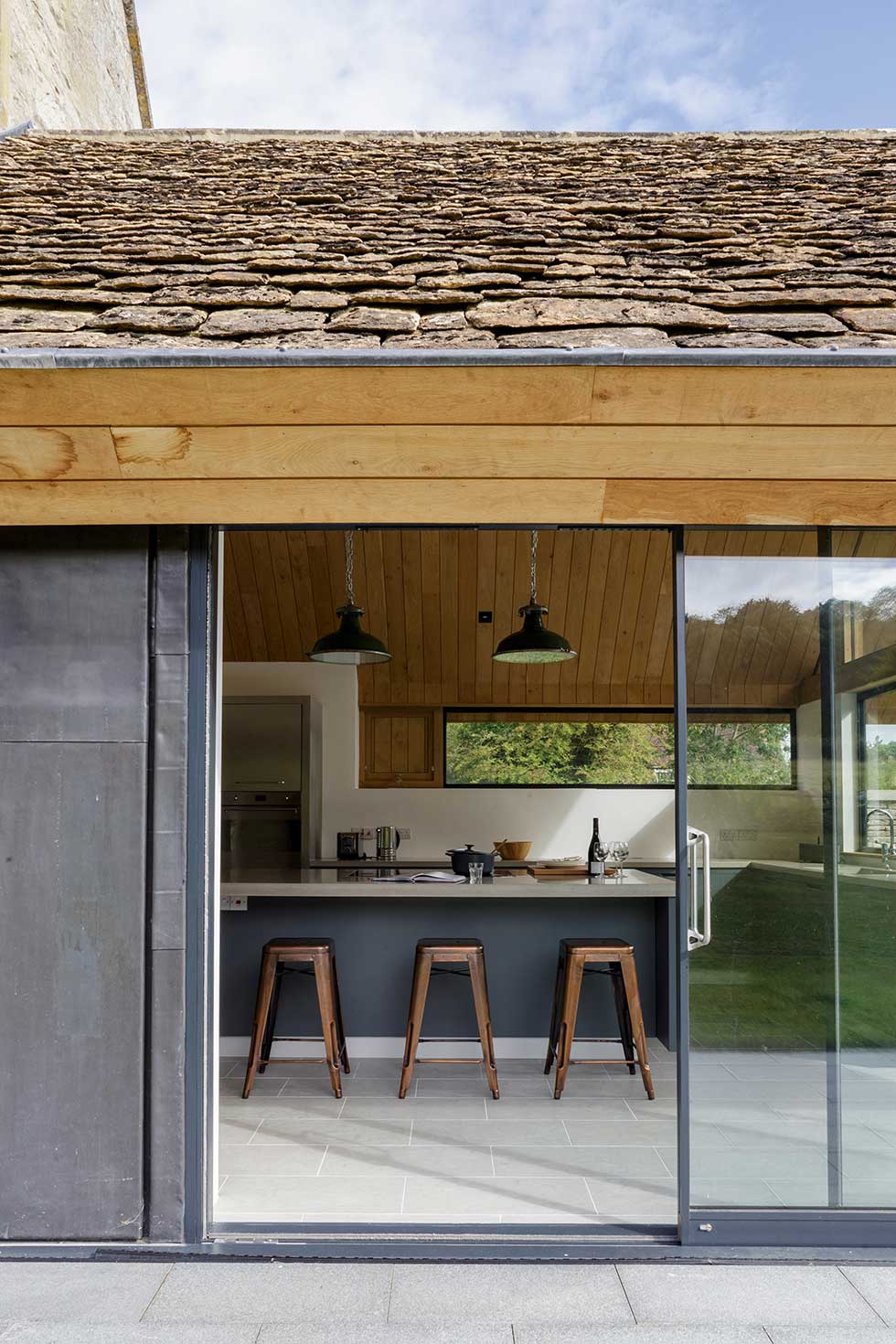 listed cottage extension sliding doors