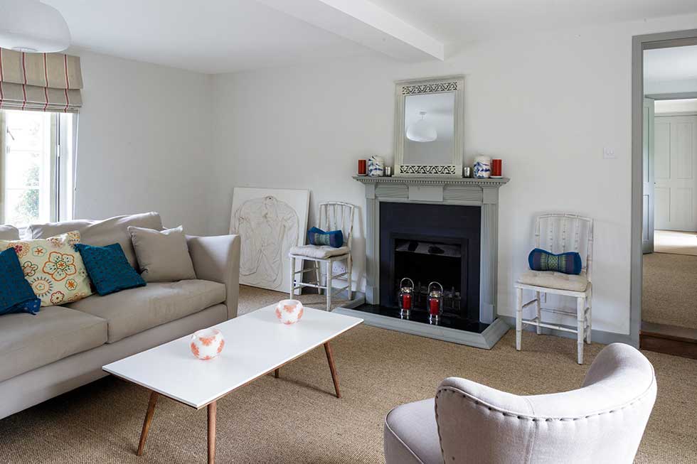 renovated listed cottage light living room