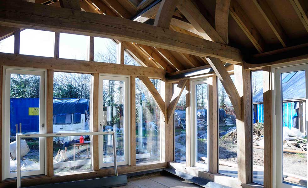 barn room interior with glazing