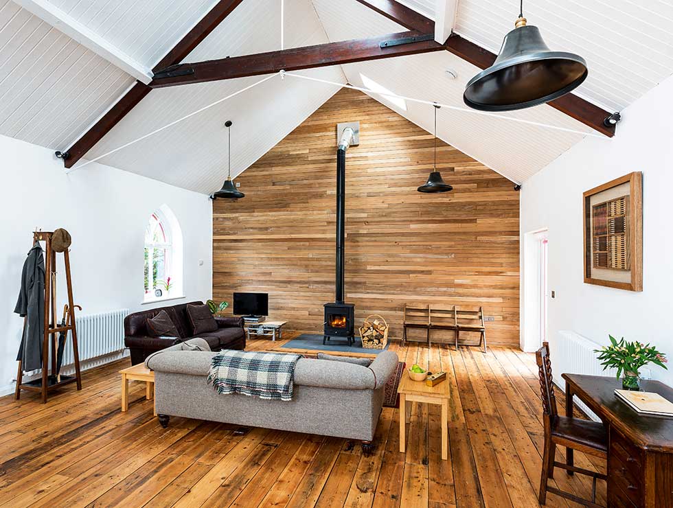 Tin Chapel renovation living room