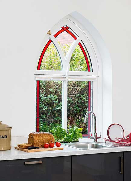 Tin Chapel renovation red window restored