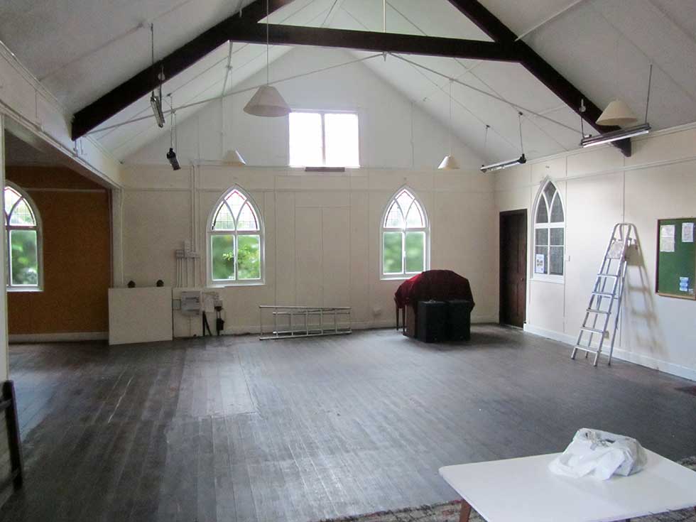 Tin Chapel renovation interior during work