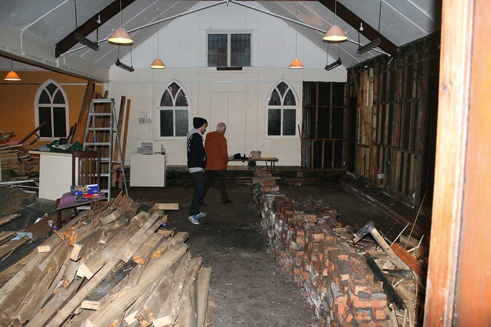 Tin Chapel renovation during work