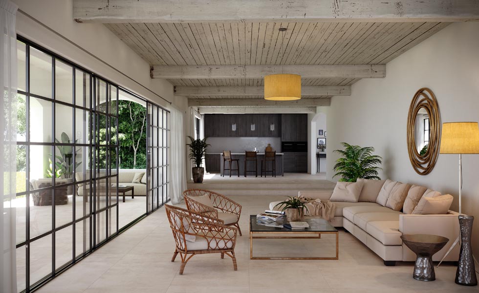 Continuing flooring materials can create a seamless transition between indoor and outdoor spaces