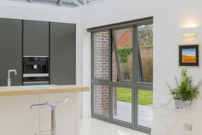 aluminium windows in contemporary kitchen