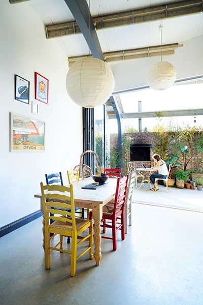 dining room opening to courtyard garden