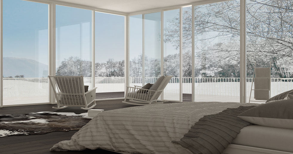 triple glazed sliding doors in bedroom