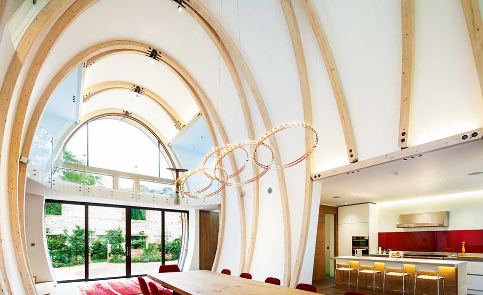 Vaulted ceiling makes a dramatic statement in this truly remarkable self build