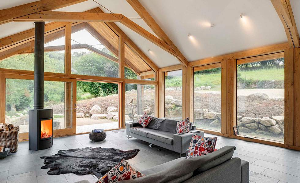oak annex to stone farmhouse