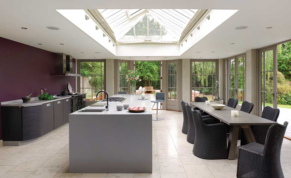 roof lantern in a kitchen diner extension