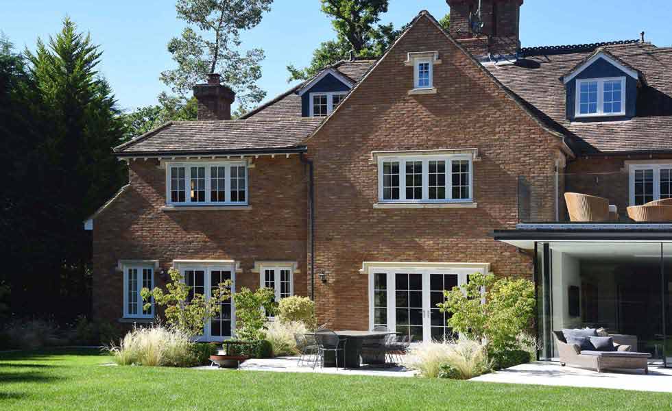 Mumford and wood garden house french doors lawn