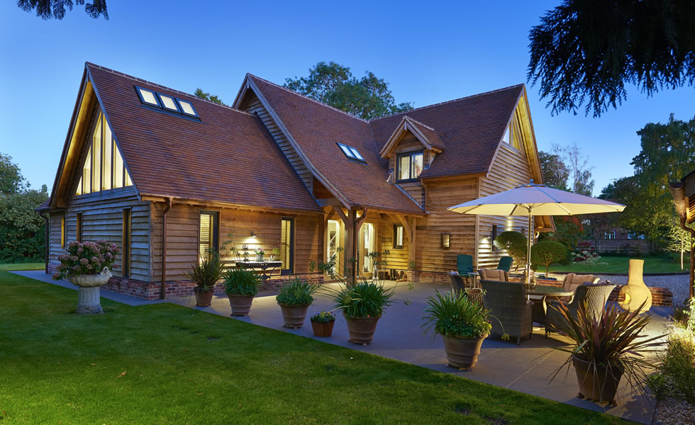 Oak frame home showcases garden