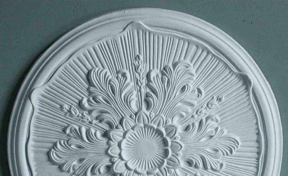 plaster ceiling rose white flower lines