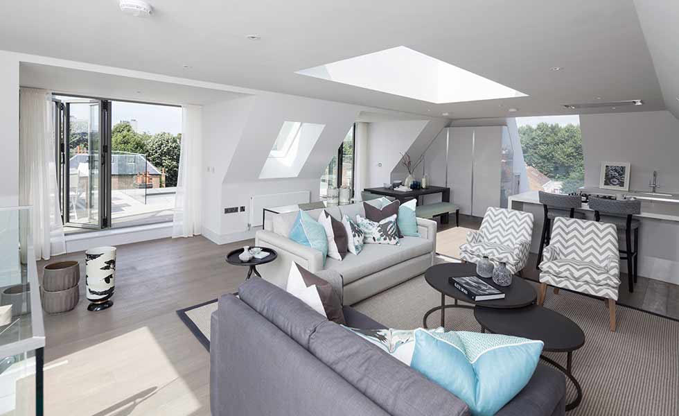 roofglaze rooflight fixed flatglass blue pillows living room