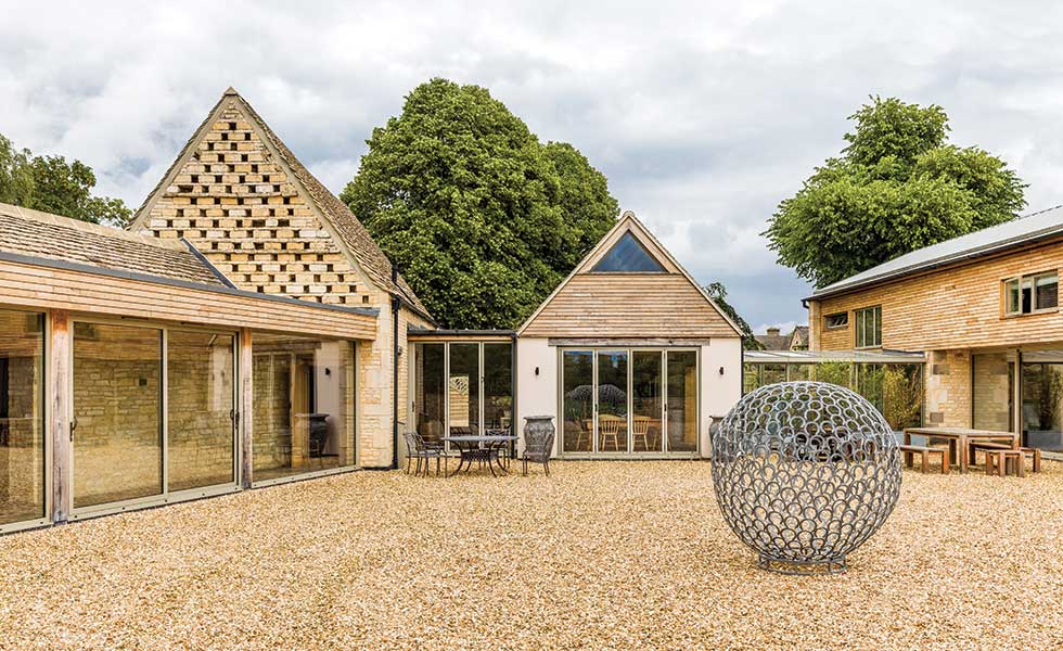 barn conversion with glazed sliding doors