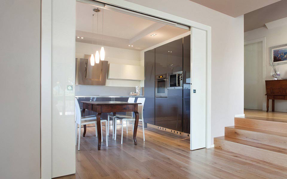 eclisse sliding pocket door dining room interior space saving