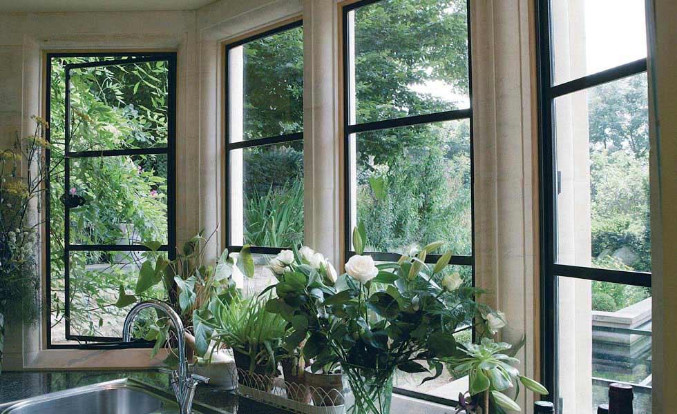 Architectural Bronze Casements windows flowers