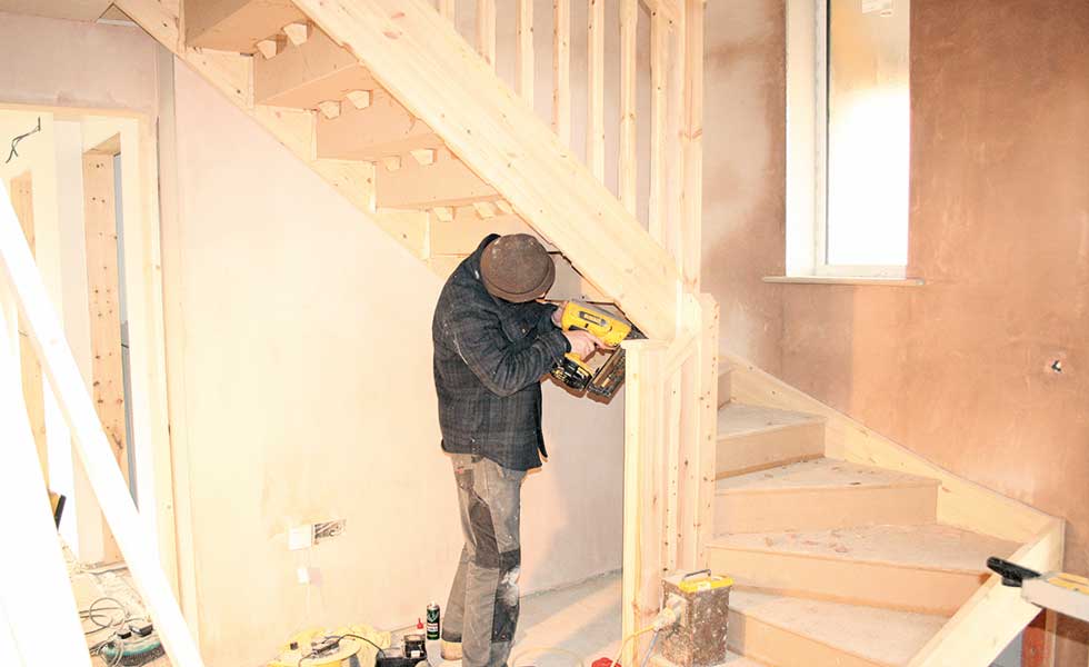 The staircase is delivered to David Snell's house and work begins building it
