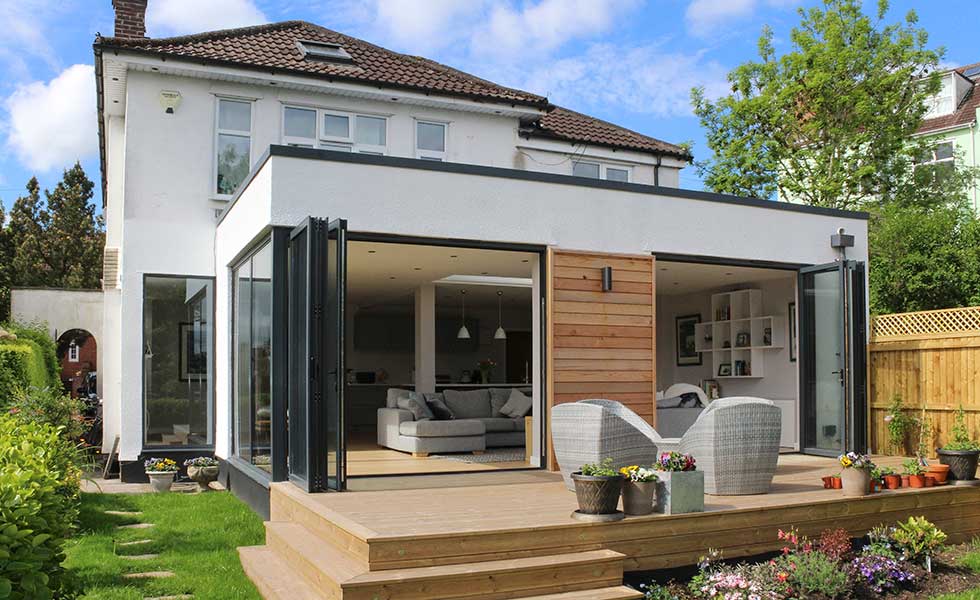 extension with bifold doors uk