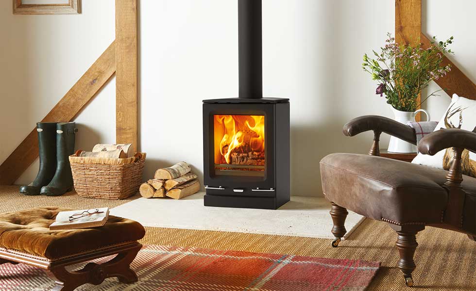 Stovax's Vogue woodburning stove with original plinth