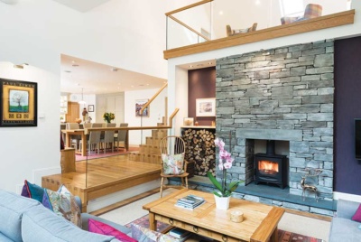 This self build in the Lake District utilises varied ceilings heights within the living space