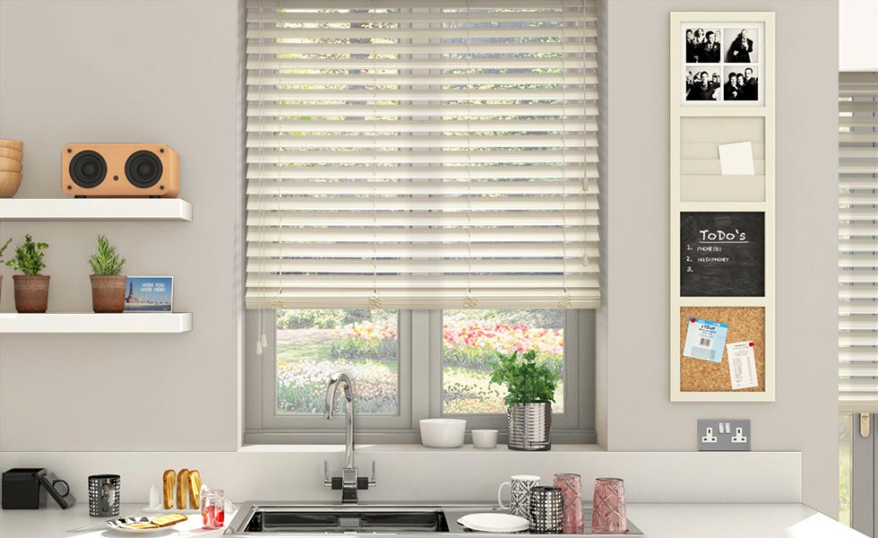 blinds 2go Wooden Blinds high gloss cream