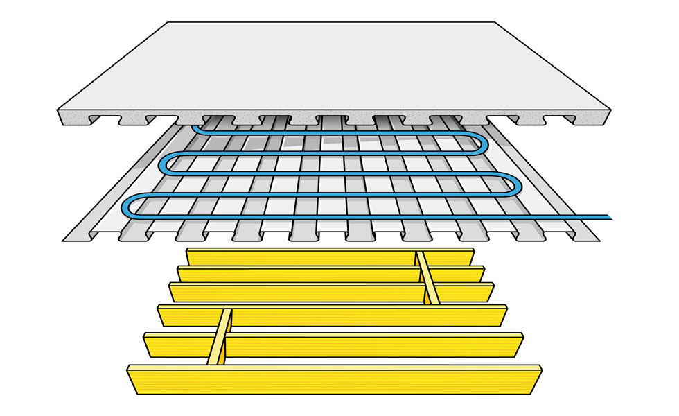 Lewis Deck with underfloor heating over timber joists