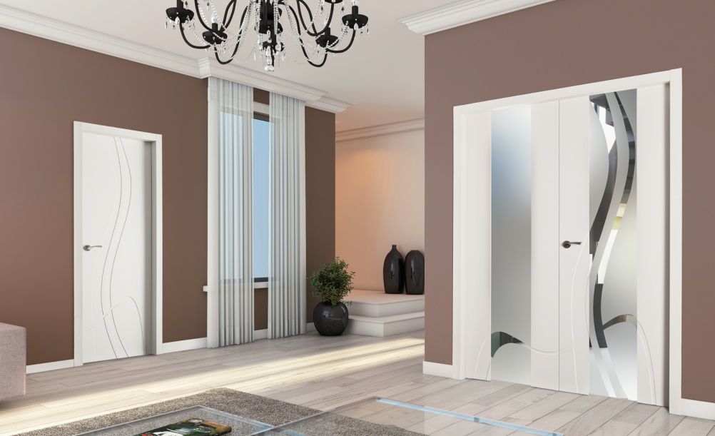 internal doors with chandelier