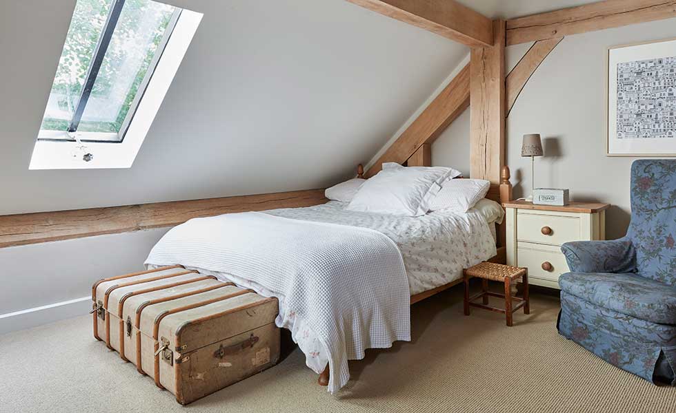 Bedroom in oak frame self build