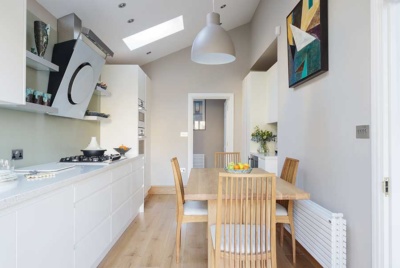 Garage conversion into kitchen diner