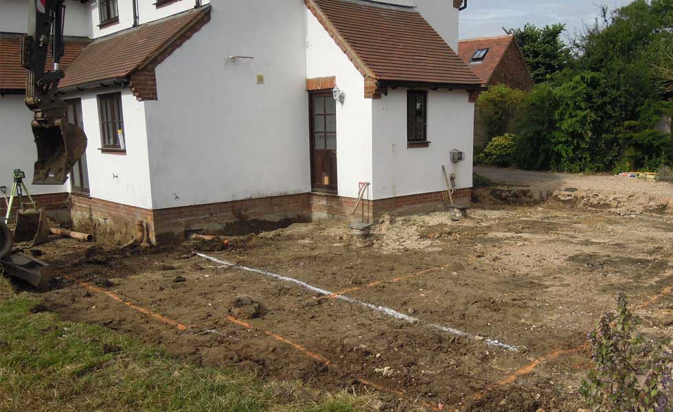 The excavation lines clearly marked out