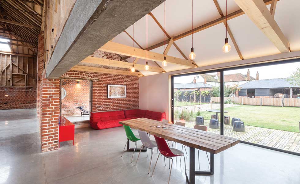 open plan kitchen in converted barn