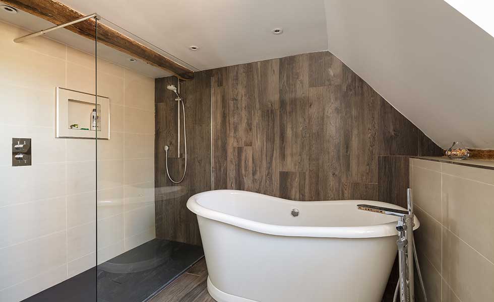 Contemporary bathroom in old house