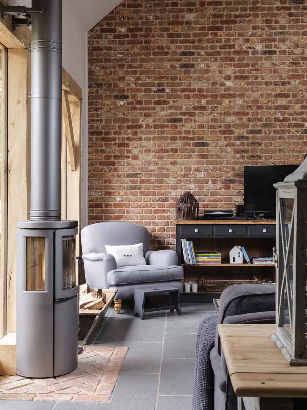Woodburning stove in the living room