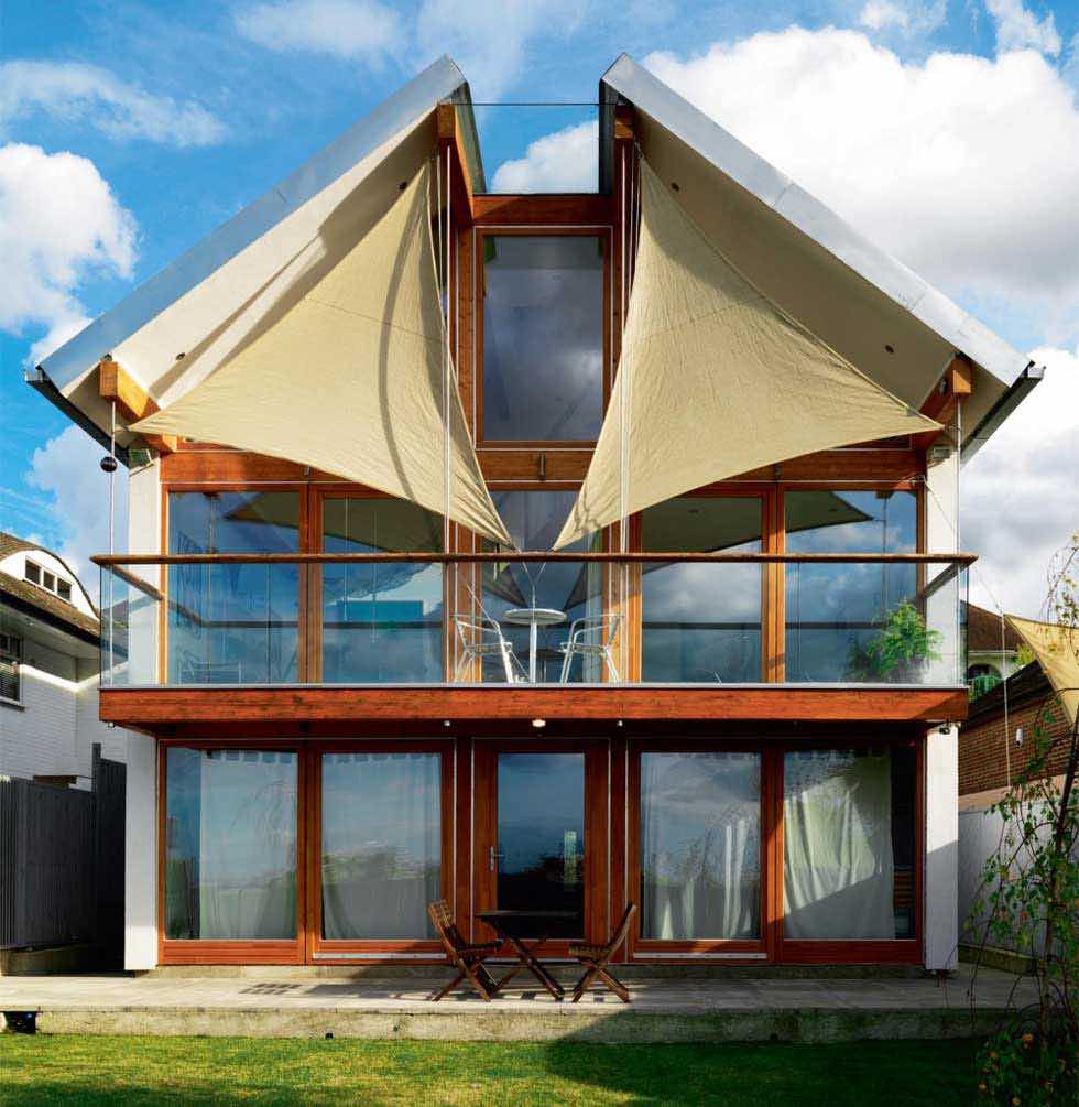 eco house with sails