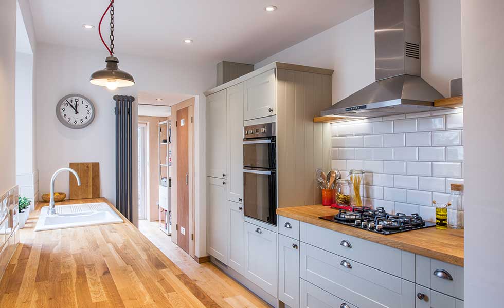 Grey Shaker galley kitchen