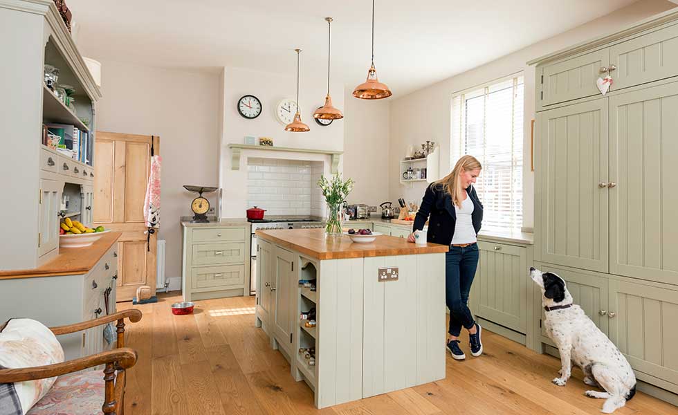 Shaker kitchen in budget Victorian renovation