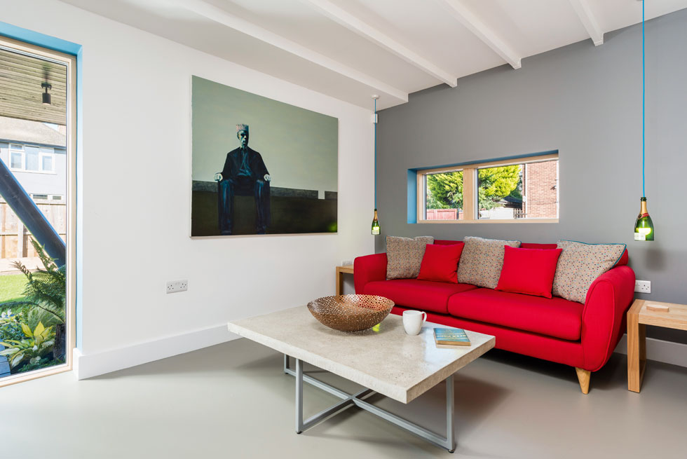 Contemporary snug with long narrow window