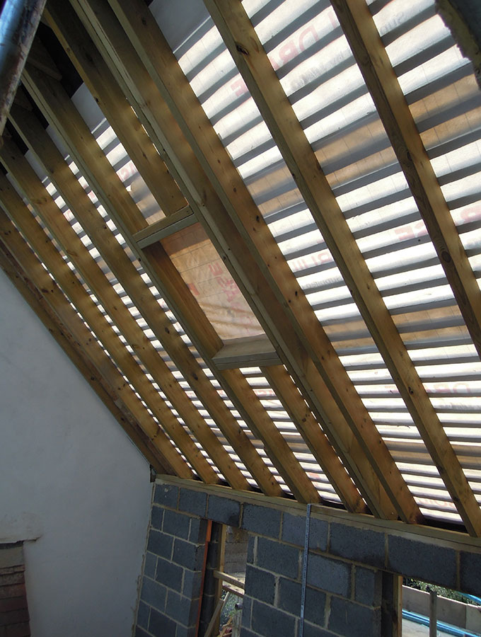 membrane added to the rafters to make building watertight