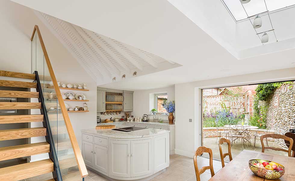 cottage kitchen with bifold doors