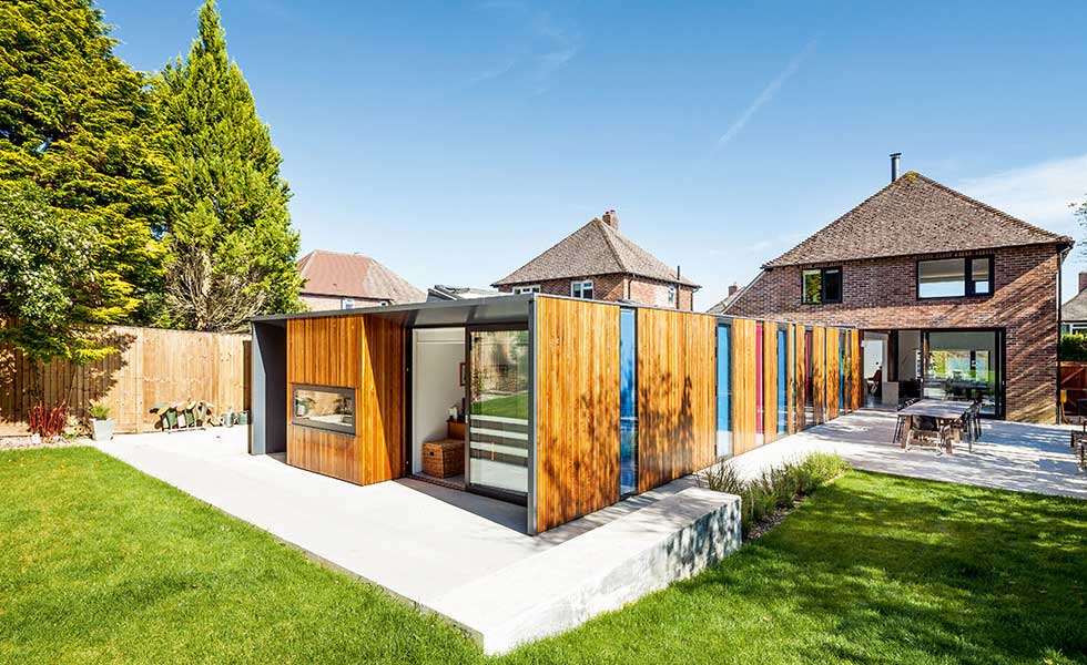 Unusual single storey extension to a post-war detached home
