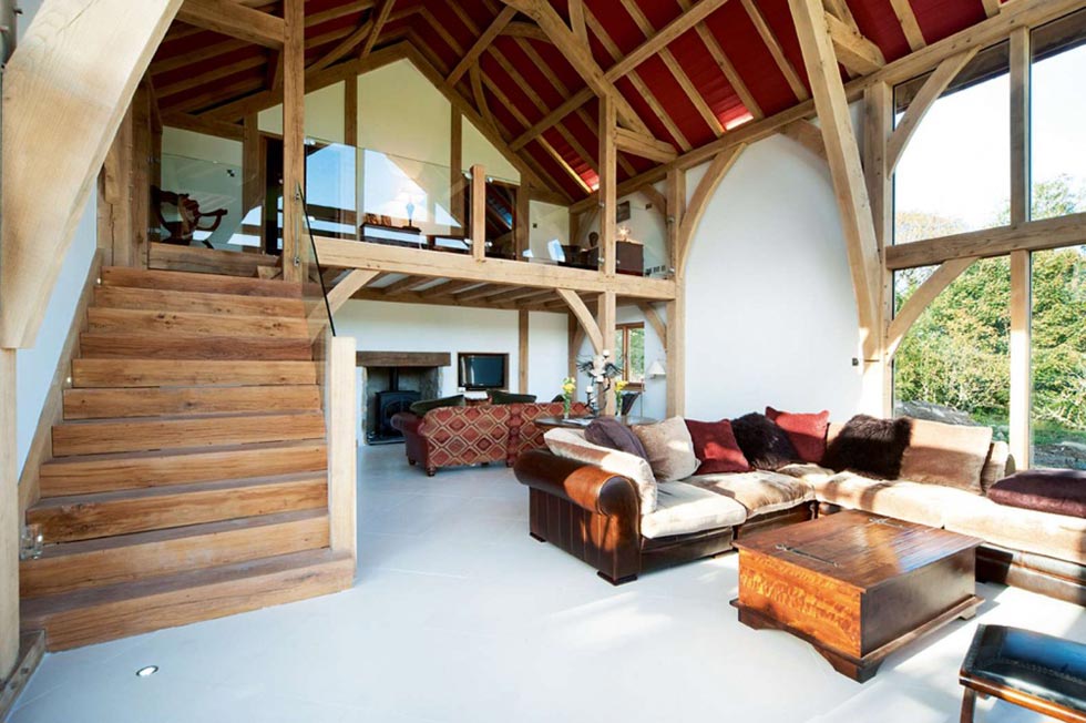 Large oak frame extension added to tired-looking bungalow