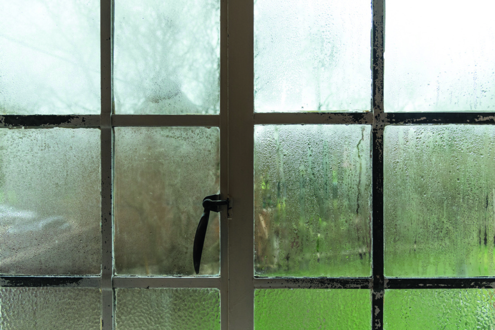 rainy window in cottage