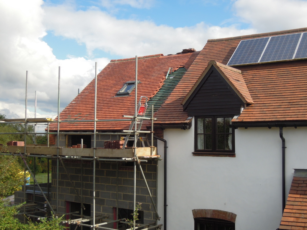 red tiles on large extension