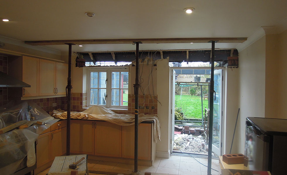 kitchen extension getting ready to knock down wall