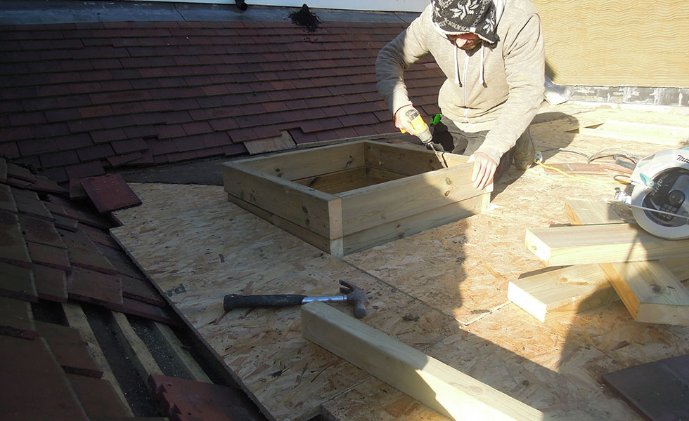 skylights being fitted for the kitchen extension